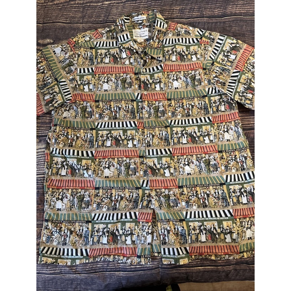 VTG Reyn Spooner Guy Buffet Egyptian Cotton Cafe Le Metropole Button Up Size XL - Picture 3 of 8